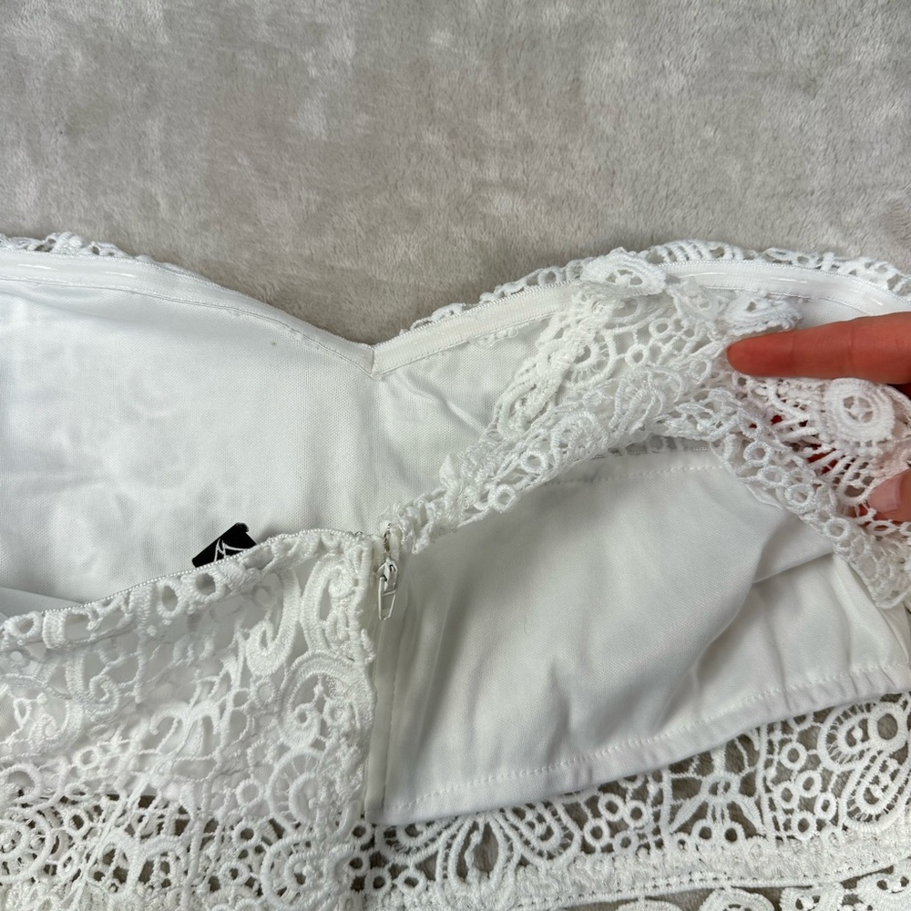 Windsor White Lace Off Shoulder Crop Top Boho Festival Romantic Size L - Picture 5 of 12
